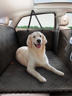ELLINI Dog Car Seat Cover for Back Seat, Hard Bottom Back Seat Extender for Dogs